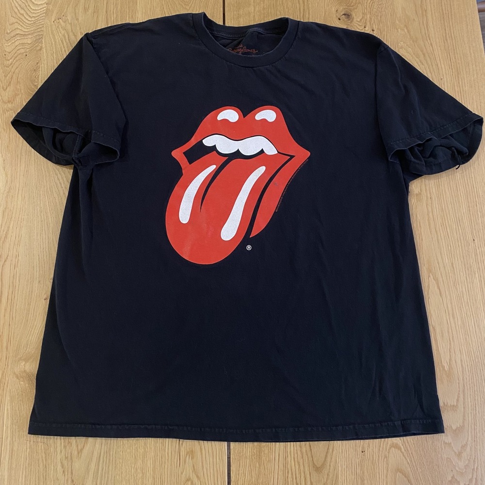 The Rolling Stones T Shirt Mens XXL Black Classic Tongue Logo Graphic Band Tee